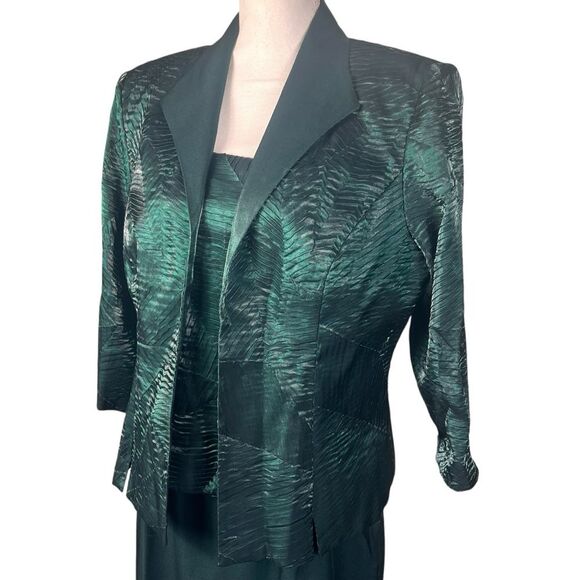New Alex Evenings 2 Piece Green Dress Jacket Set Wedding Formal Large 12/14 - Picture 4 of 15